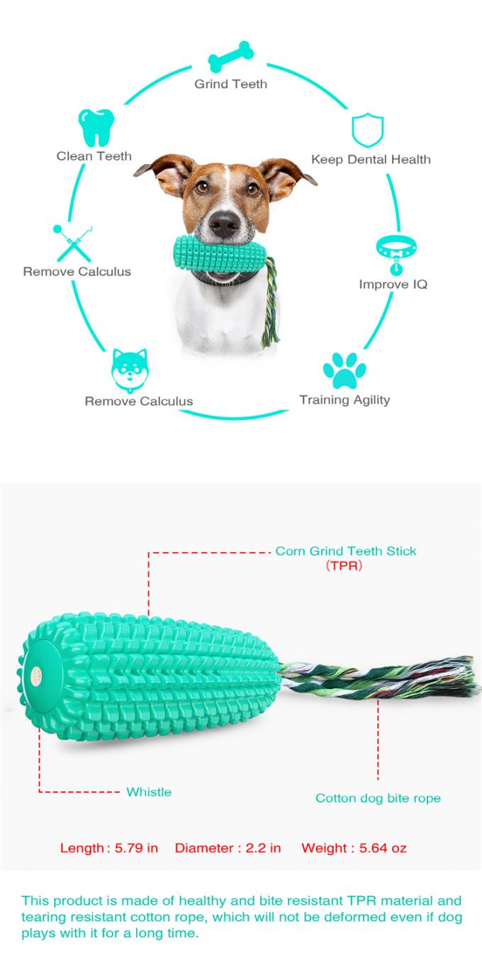 Schoßhund-Zahnbürsten-Kauen Toy Puppy Chew Corn Toys mit solides materielles Hundedauerhaftes Seil-wechselwirkendem Spielzeug Tpr
